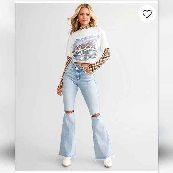 Flying Monkey Denim - Flying Monkey Light Wash High Rise Flare Stretch jeans size 25 Boho Western